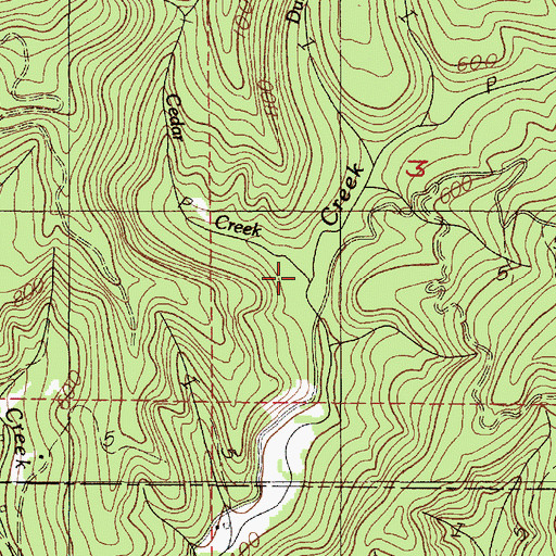 Topographic Map of Cedar Creek, OR