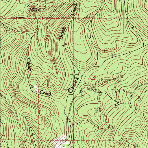 Topographic Map of Dutch Creek, OR
