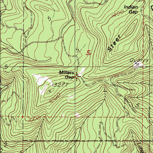Topographic Map of Millers Gap, OR