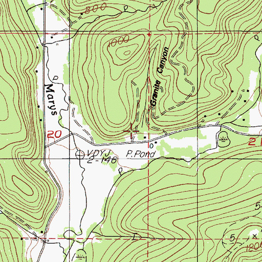 Topographic Map of Granite Canyon, OR