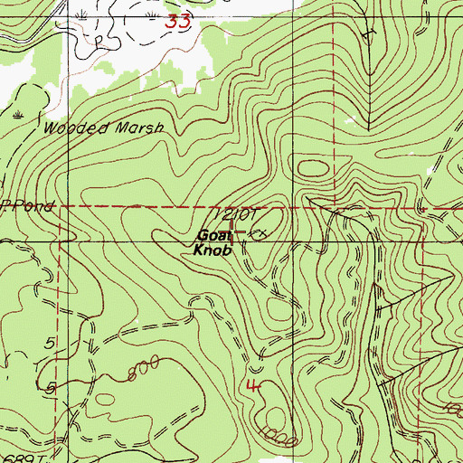 Topographic Map of Goat Knob, OR