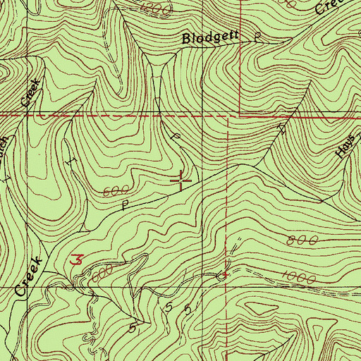Topographic Map of Blogett Creek, OR