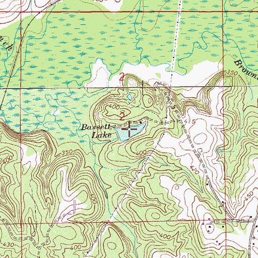 Topographic Map of Bassett Lake, AL