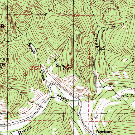 Topographic Map of School Hill, OR