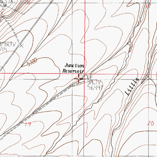 Topographic Map of Junction Reservoir, OR