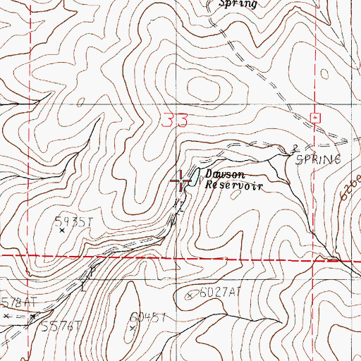 Topographic Map of Dawson Reservoir, OR