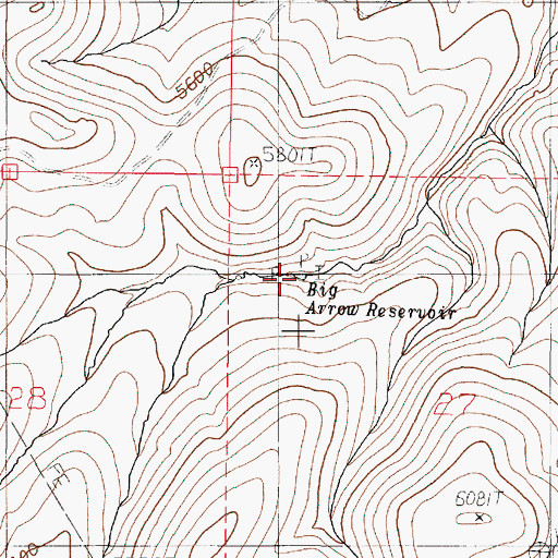 Topographic Map of Big Arrow Reservoir, OR