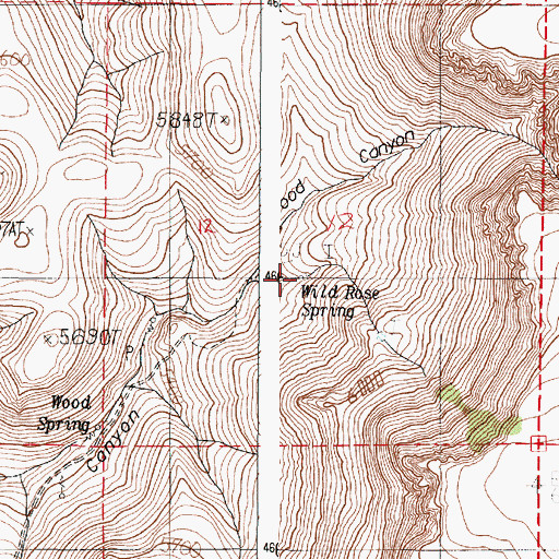 Topographic Map of Wild Rose Spring, OR