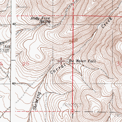 Topographic Map of The Waterfall, OR
