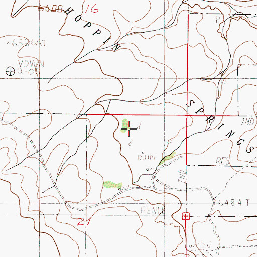Topographic Map of Hoppin Springs, OR