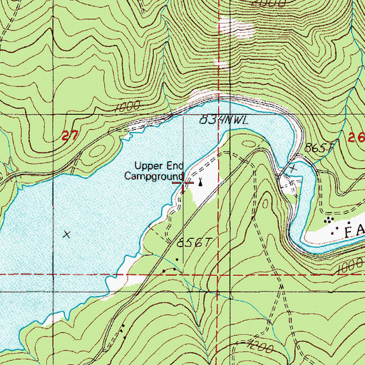 Topographic Map of Upper End Campground, OR