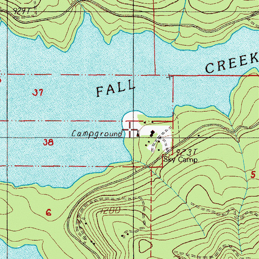 Topographic Map of Sky Camp, OR