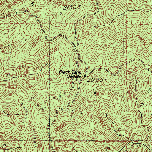 Topographic Map of Black Tank Saddle, OR