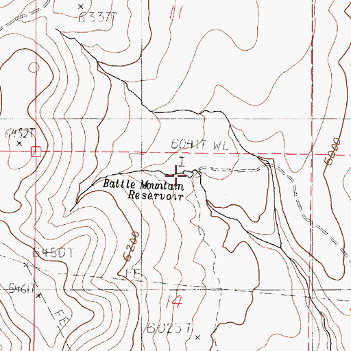 Topographic Map of Battle Mountain Reservoir, OR