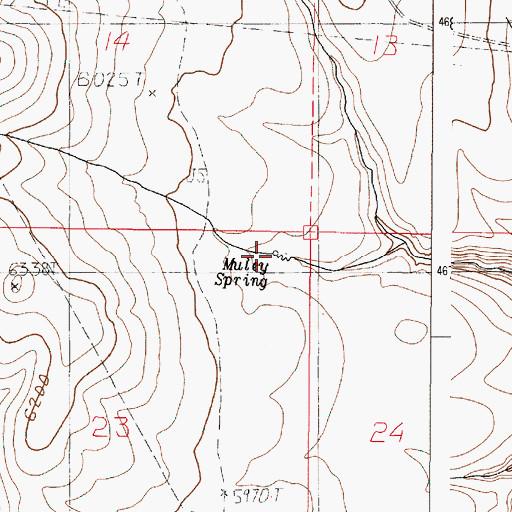Topographic Map of Muley Spring, OR