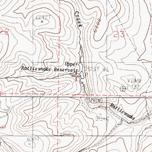 Topographic Map of Upper Rattlesnake Reservoir, OR
