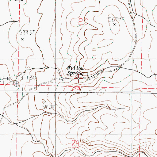Topographic Map of Willow Spring, OR