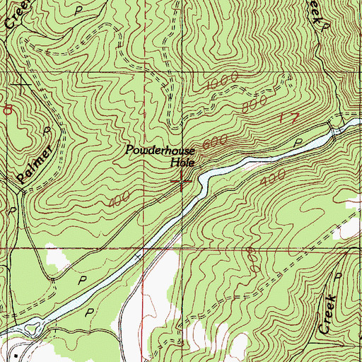 Topographic Map of Powderhouse Hole, OR
