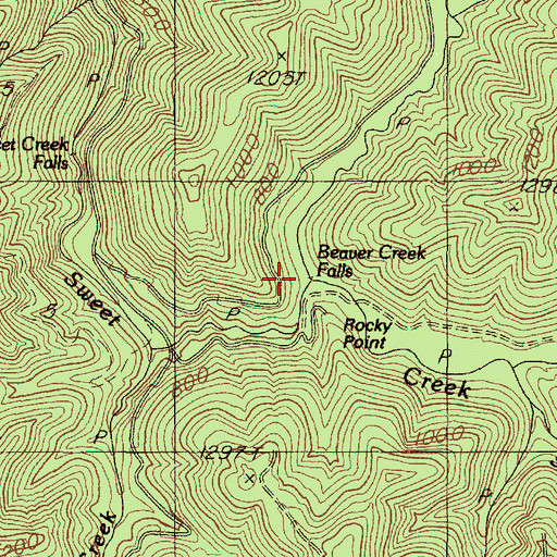Topographic Map of Beaver Creek Falls, OR