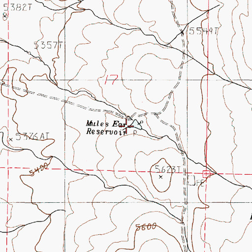 Topographic Map of Mules Ear Reservoir, OR