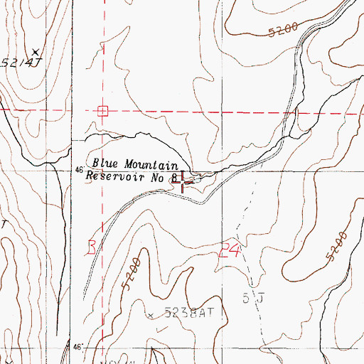 Topographic Map of Blue Mountain Reservoir Number 8, OR