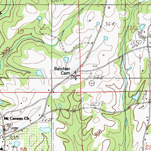Topographic Map of Batchler Cemetery, AL