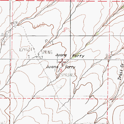 Topographic Map of Juans Forty, OR