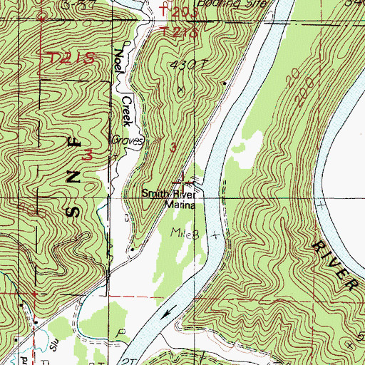 Topographic Map of Smith River Marina, OR