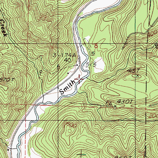 Topographic Map of Sulphur Creek, OR