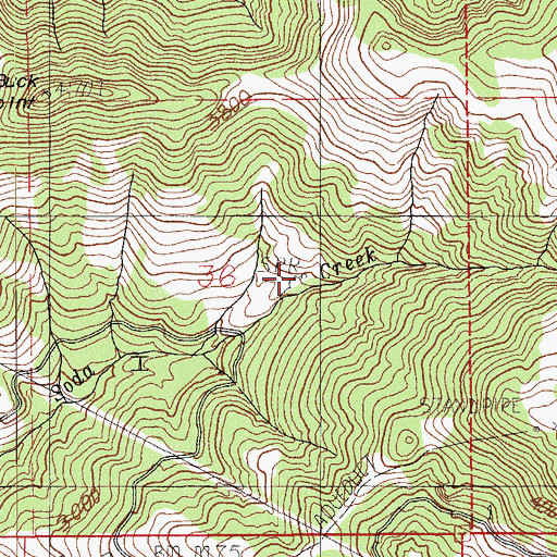 Topographic Map of Green Spring, OR