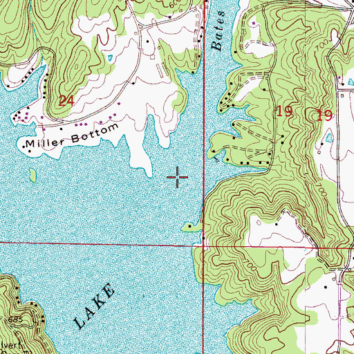 Topographic Map of Bates Branch, AL