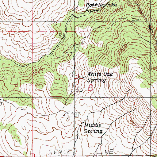Topographic Map of White Oak Spring, OR