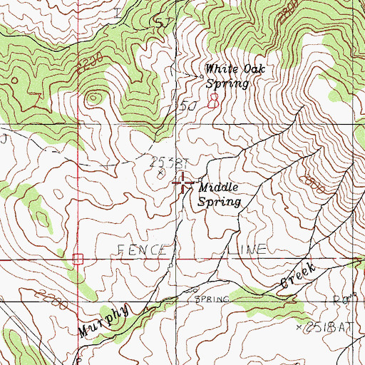 Topographic Map of Middle Spring, OR