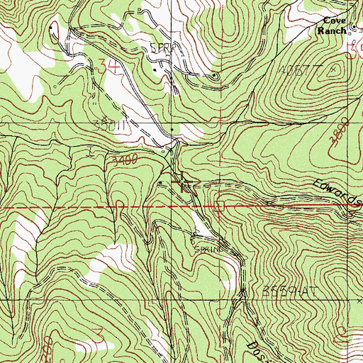 Topographic Map of Edwards Canyon, OR