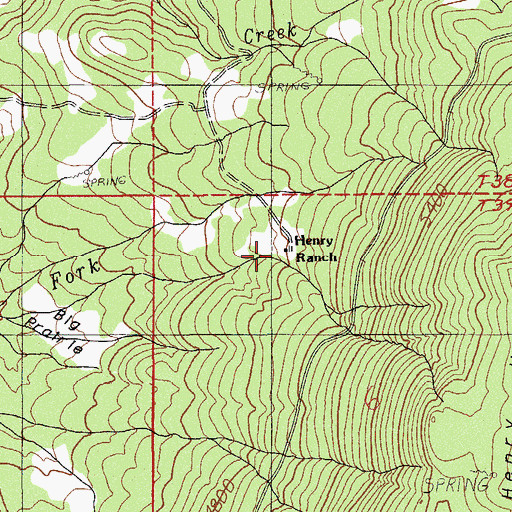 Topographic Map of Henry Ranch, OR