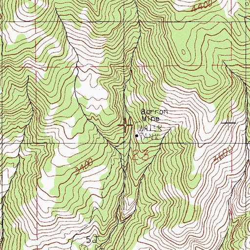 Topographic Map of Barron Mine, OR