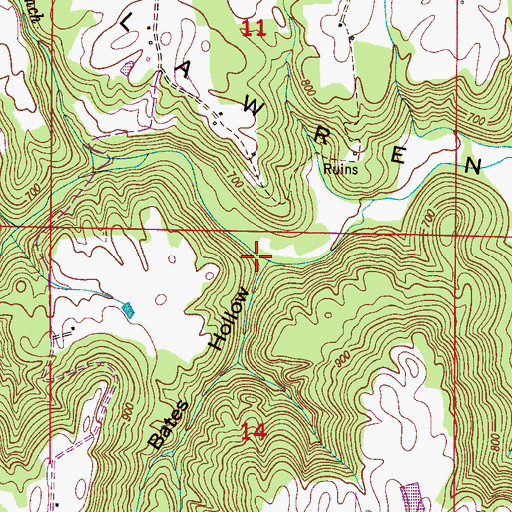 Topographic Map of Bates Hollow, AL