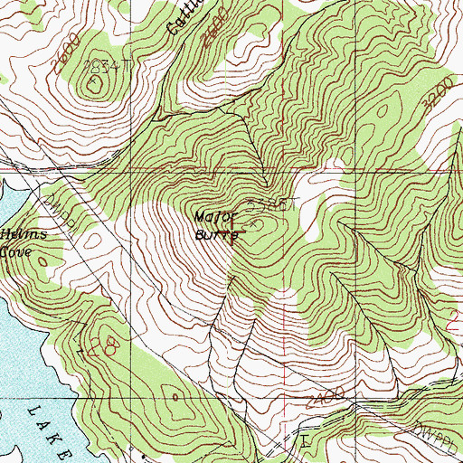Topographic Map of Major Butte, OR