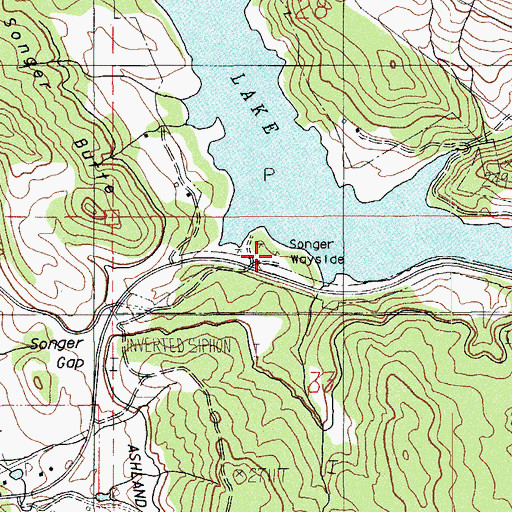 Topographic Map of Songer Wayside, OR