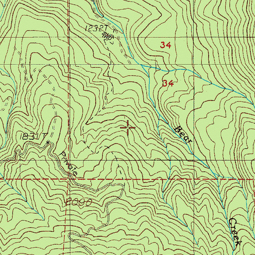 Topographic Map of Currin Bridge, OR