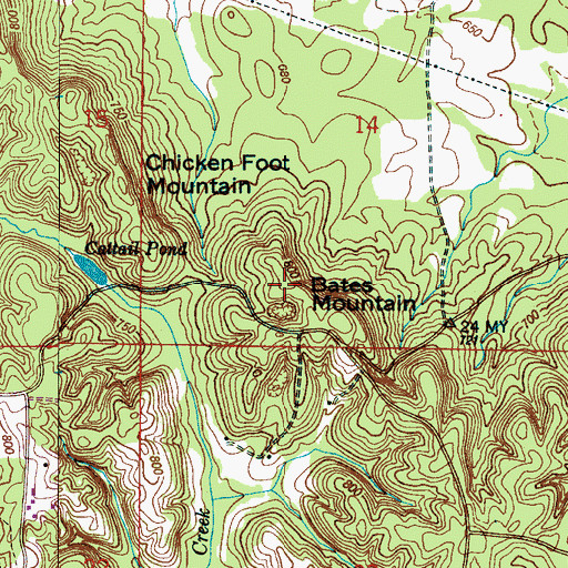 Topographic Map of Bates Mountain, AL