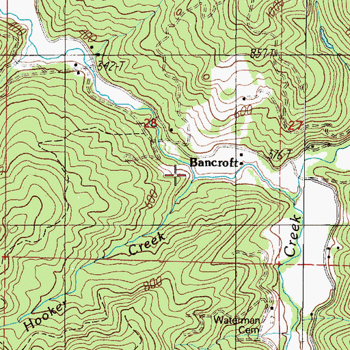 Topographic Map of Hooker Creek, OR