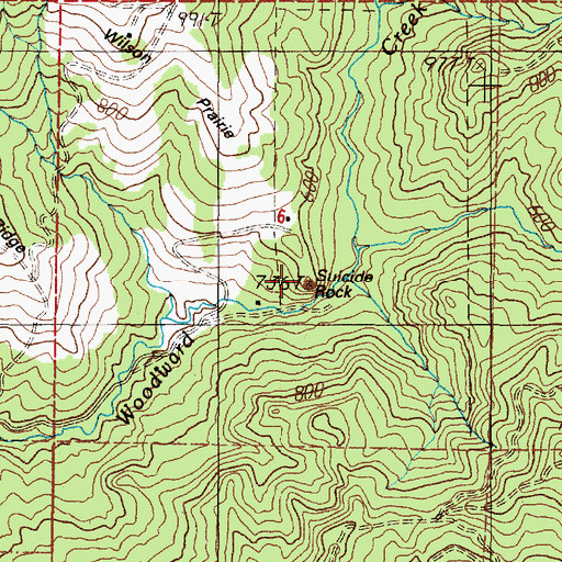 Topographic Map of Suicide Rock, OR