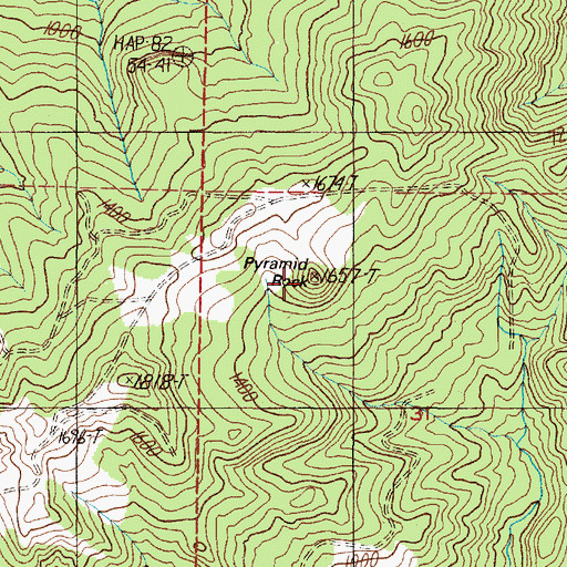 Topographic Map of Pyramid Rock, OR