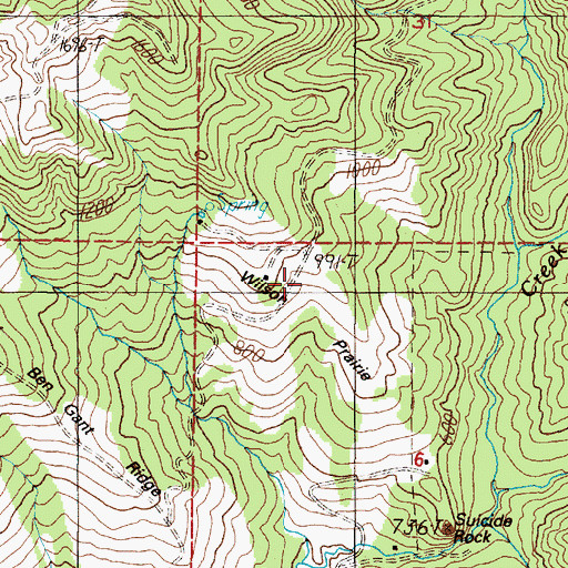 Topographic Map of Wilson Prairie, OR