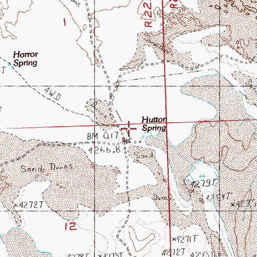 Topographic Map of Hutton Spring, OR