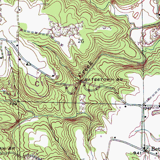 Topographic Map of Batestown Bridge, AL