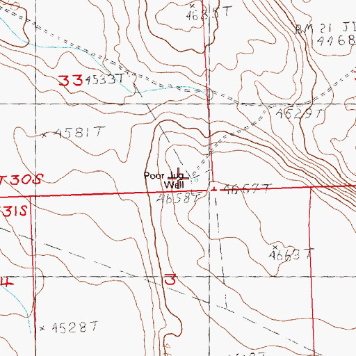 Topographic Map of Poor Jug Well, OR