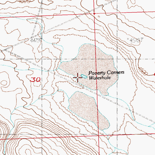 Topographic Map of Poverty Corners Waterhole, OR