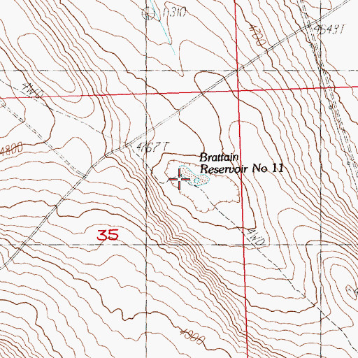 Topographic Map of Brattain Reservoir Number 11, OR